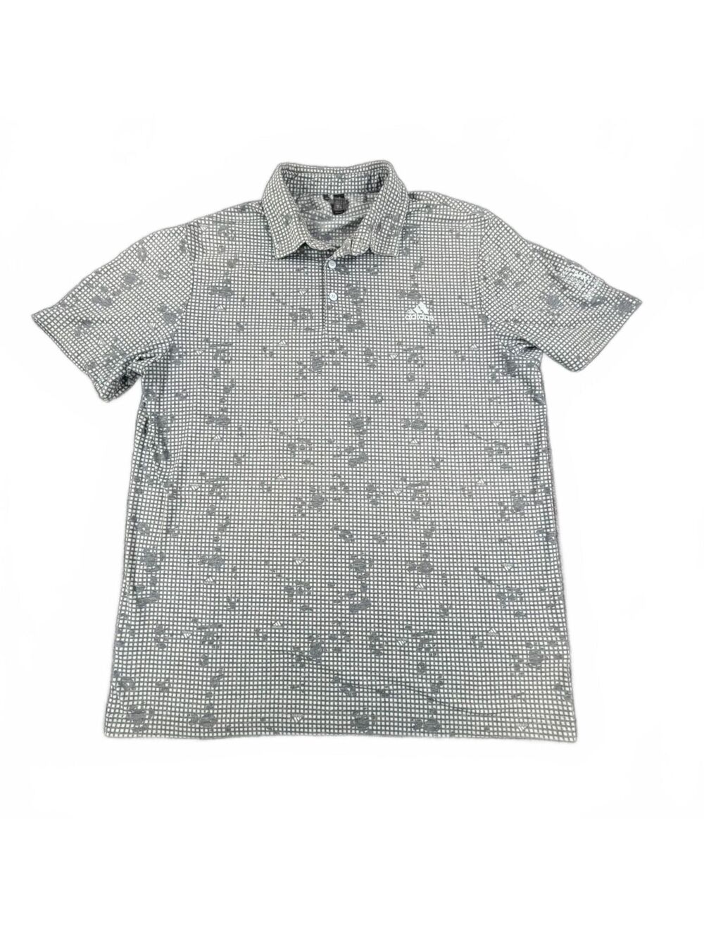 Adidas Primegreen Men's Golf Polo Shirt Gray Checkered Pattern Size L